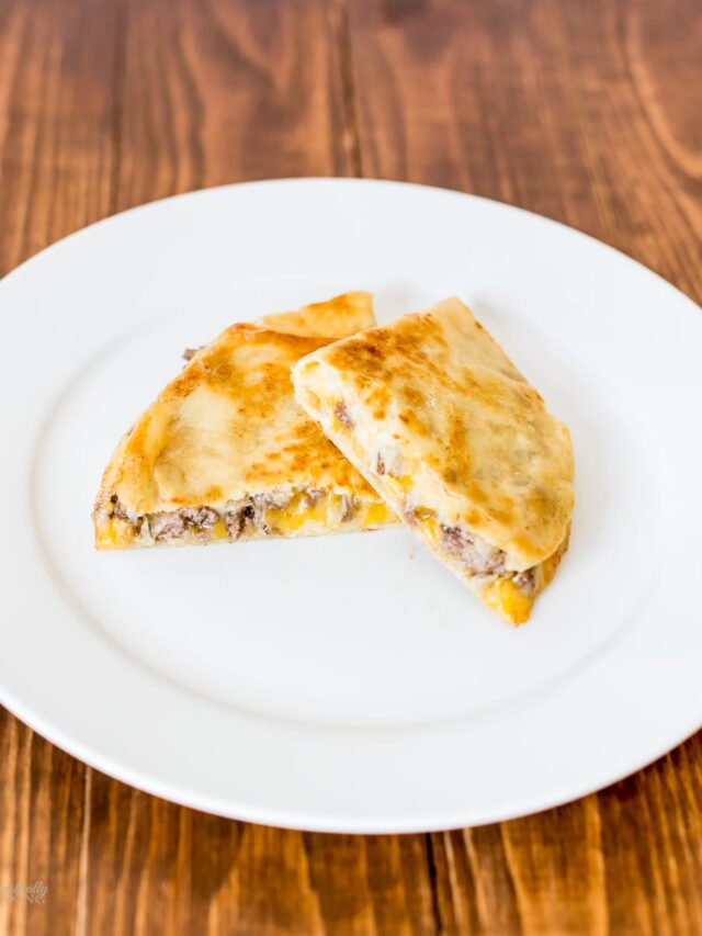 Cheesy Beef Quesadilla Domestically Speaking