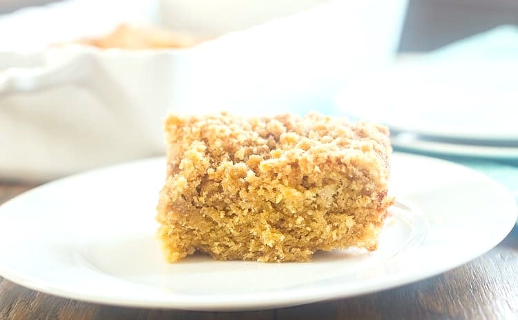 slice of Grandma's Coffee Cake with a nutmeg streusel