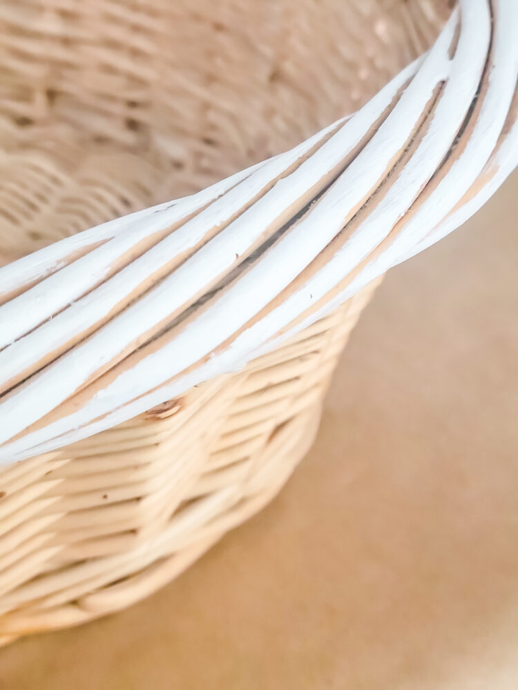 painting the edge and handle of the basket