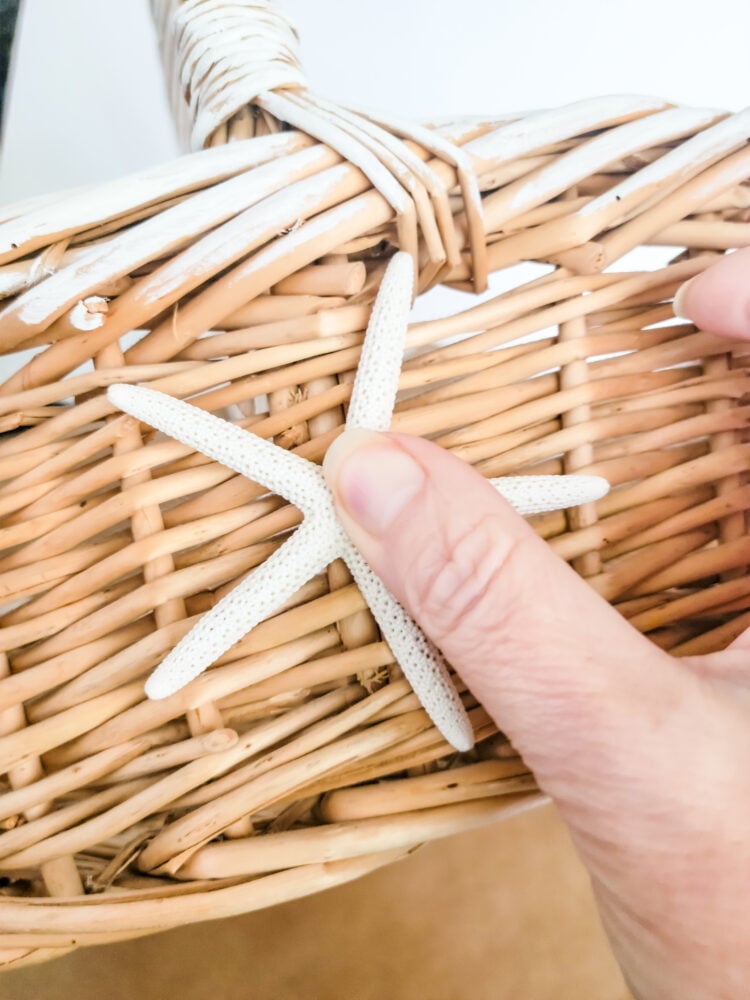 attaching the starfish to the basket