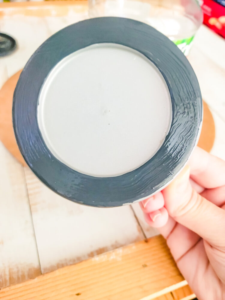 painting the lid with chalk paint