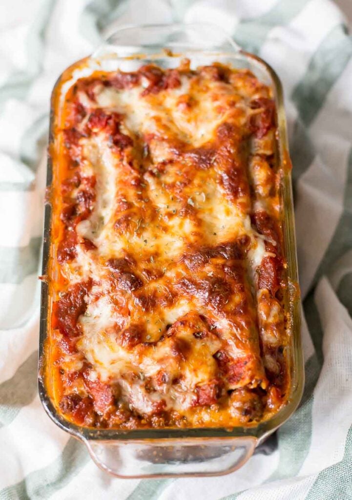 baked lasagna loaf for two