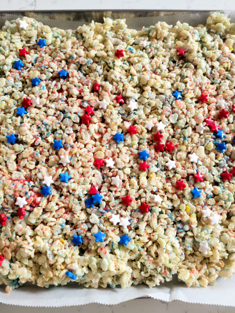 adding star to rice krispie treats