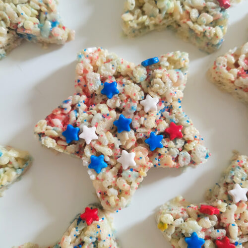 patriotic star rice krispie treats for 4th of July