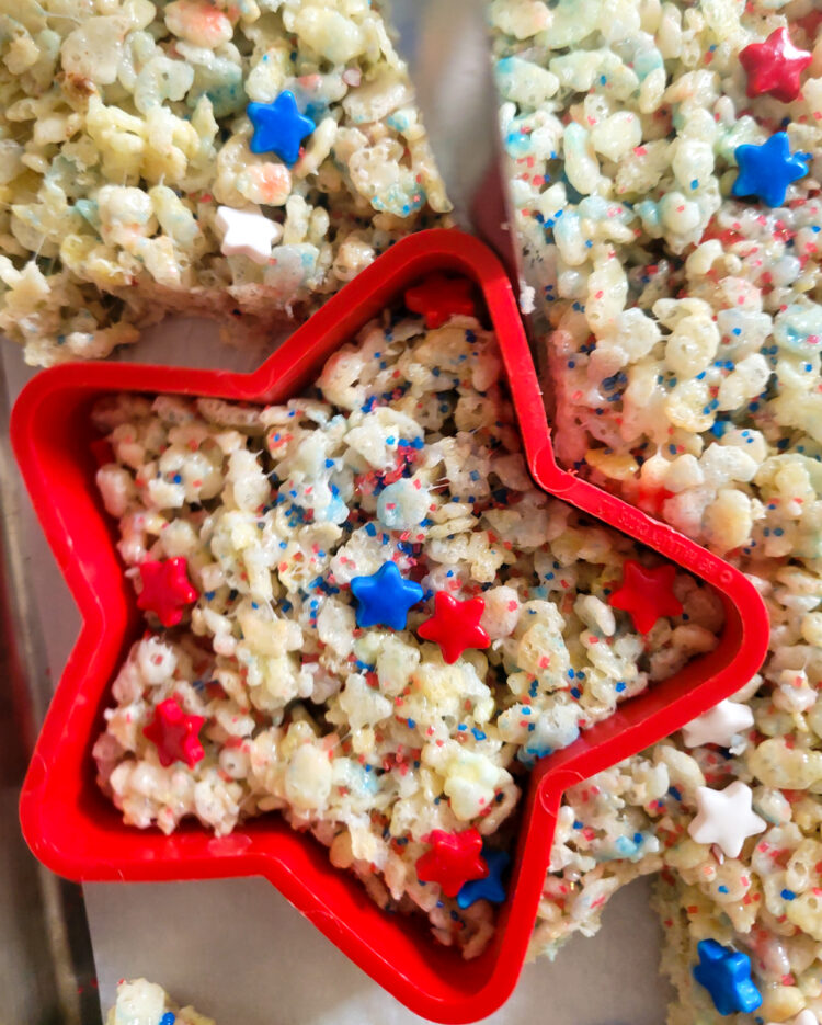 cutting stars from rice krispie treats