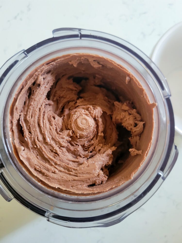 chocolate ice cream after it's blended in ninja creami