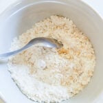 Mixing the dry ingredients for the crisp topping