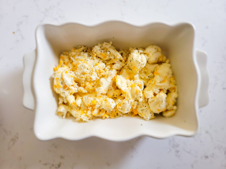 Cheese mixture spread into pan
