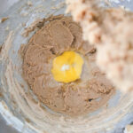 wet ingredients in a mixer bowl