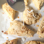 drizzling tops of scones with icing
