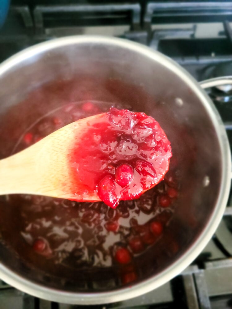 making spiced cranberry sauce